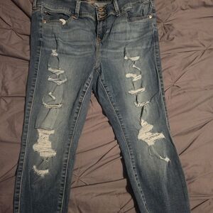 Torrid Distressed Skinny Jeans in Blue